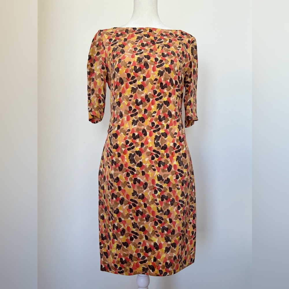 LK Bennett Elegant Floral Patterned Silk Sheath Dress